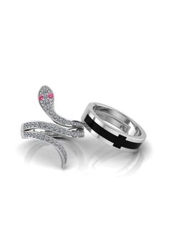 Miss Highness - 925 Sterling Silver Couple Rings for Women and Men (Pack of 2)