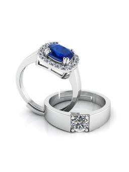 Miss Highness - 925 Sterling Silver Couple Rings for Women and Men (Pack of 2)
