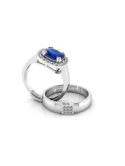 Miss Highness - 925 Sterling Silver Couple Rings for Women and Men (Pack of 2)