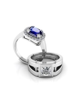 Miss Highness - 925 Sterling Silver Couple Rings for Women and Men (Pack of 2)