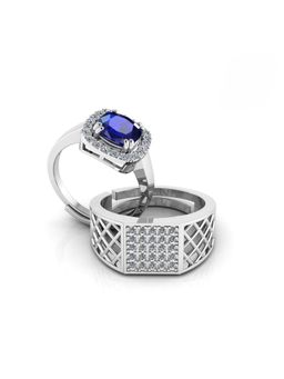 Miss Highness - 925 Sterling Silver Couple Rings for Women and Men (Pack of 2)