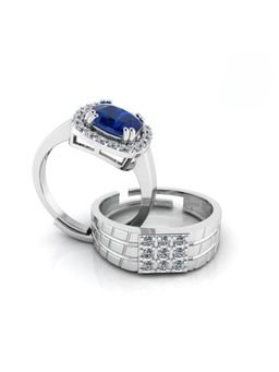 Miss Highness - 925 Sterling Silver Couple Rings for Women and Men (Pack of 2)
