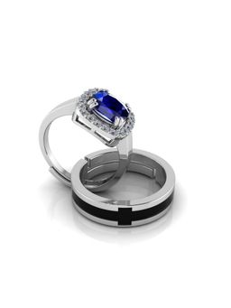 Miss Highness - 925 Sterling Silver Couple Rings for Women and Men (Pack of 2)