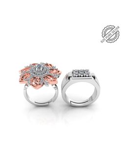 Miss Highness - 925 Sterling Silver Couple Rings for Women and Men (Pack of 2)