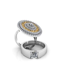 Miss Highness - 925 Sterling Silver Couple Rings for Women and Men (Pack of 2)