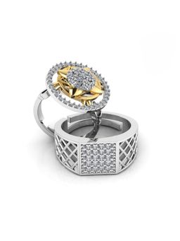 Miss Highness - 925 Sterling Silver Couple Rings for Women and Men (Pack of 2)
