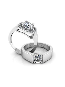 Miss Highness - 925 Sterling Silver Couple Rings for Women and Men (Pack of 2)