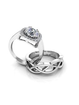Miss Highness - 925 Sterling Silver Couple Rings for Women and Men (Pack of 2)