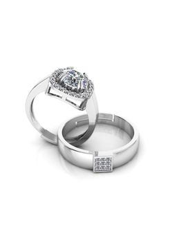 Miss Highness - 925 Sterling Silver Couple Rings for Women and Men (Pack of 2)