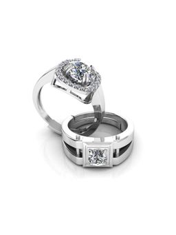 Miss Highness - 925 Sterling Silver Couple Rings for Women and Men (Pack of 2)