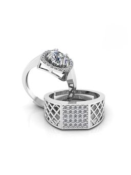 Miss Highness - 925 Sterling Silver Couple Rings for Women and Men (Pack of 2)