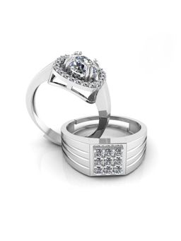Miss Highness - 925 Sterling Silver Couple Rings for Women and Men (Pack of 2)