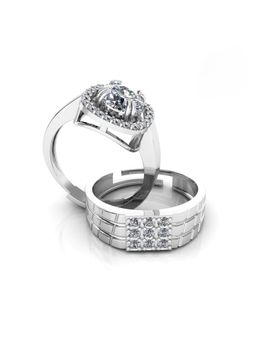 Miss Highness - 925 Sterling Silver Couple Rings for Women and Men (Pack of 2)