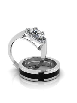 Miss Highness - 925 Sterling Silver Couple Rings for Women and Men (Pack of 2)