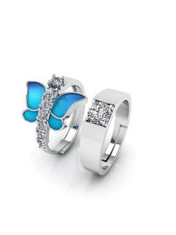 Miss Highness - 925 Sterling Silver Couple Rings for Women and Men (Pack of 2)