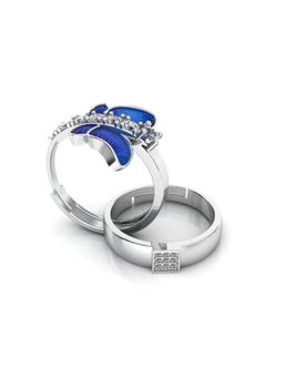 Miss Highness - 925 Sterling Silver Couple Rings for Women and Men (Pack of 2)