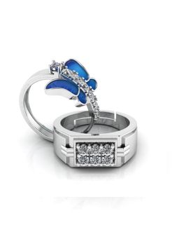 Miss Highness - 925 Sterling Silver Couple Rings for Women and Men (Pack of 2)