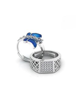 Miss Highness - 925 Sterling Silver Couple Rings for Women and Men (Pack of 2)