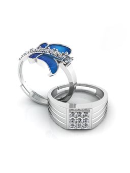 Miss Highness - 925 Sterling Silver Couple Rings for Women and Men (Pack of 2)