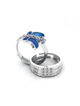 Miss Highness - 925 Sterling Silver Couple Rings for Women and Men (Pack of 2)