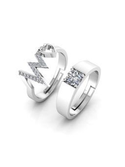 Miss Highness - 925 Sterling Silver Couple Rings for Women and Men (Pack of 2)