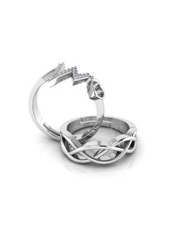 Miss Highness - 925 Sterling Silver Couple Rings for Women and Men (Pack of 2)