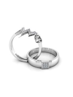 Miss Highness - 925 Sterling Silver Couple Rings for Women and Men (Pack of 2)
