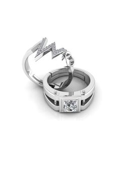 Miss Highness - 925 Sterling Silver Couple Rings for Women and Men (Pack of 2)