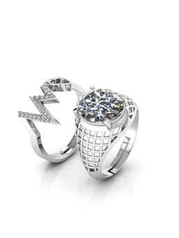 Miss Highness - 925 Sterling Silver Couple Rings for Women and Men (Pack of 2)