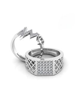Miss Highness - 925 Sterling Silver Couple Rings for Women and Men (Pack of 2)
