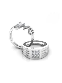 Miss Highness - 925 Sterling Silver Couple Rings for Women and Men (Pack of 2)