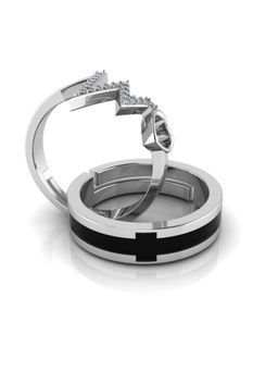 Miss Highness - 925 Sterling Silver Couple Rings for Women and Men (Pack of 2)