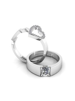 Miss Highness - 925 Sterling Silver Couple Rings for Women and Men (Pack of 2)