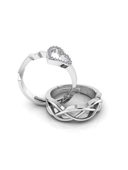 Miss Highness - 925 Sterling Silver Couple Rings for Women and Men (Pack of 2)