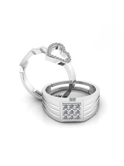 Miss Highness - 925 Sterling Silver Couple Rings for Women and Men (Pack of 2)