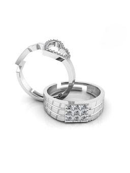 Miss Highness - 925 Sterling Silver Couple Rings for Women and Men (Pack of 2)
