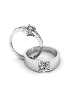 Miss Highness - 925 Sterling Silver Couple Rings for Women and Men (Pack of 2)