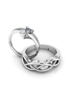 Miss Highness - 925 Sterling Silver Couple Rings for Women and Men (Pack of 2)