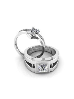Miss Highness - 925 Sterling Silver Couple Rings for Women and Men (Pack of 2)