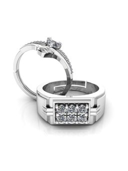 Miss Highness - 925 Sterling Silver Couple Rings for Women and Men (Pack of 2)