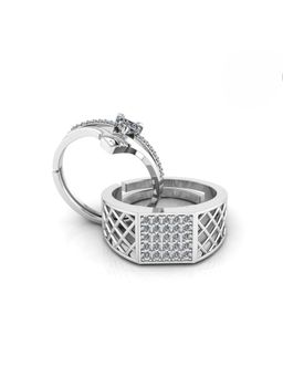 Miss Highness - 925 Sterling Silver Couple Rings for Women and Men (Pack of 2)
