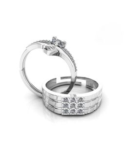 Miss Highness - 925 Sterling Silver Couple Rings for Women and Men (Pack of 2)