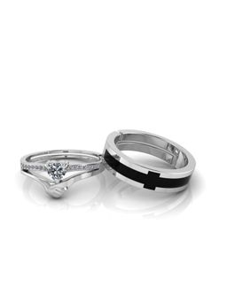 Miss Highness - 925 Sterling Silver Couple Rings for Women and Men (Pack of 2)