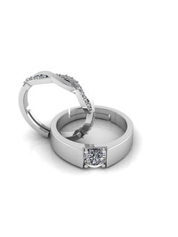 Miss Highness - 925 Sterling Silver Couple Rings for Women and Men (Pack of 2)