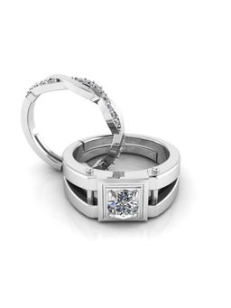 Miss Highness - 925 Sterling Silver Couple Rings for Women and Men (Pack of 2)