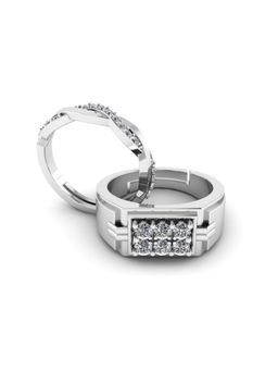 Miss Highness - 925 Sterling Silver Couple Rings for Women and Men (Pack of 2)