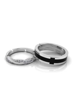 Miss Highness - 925 Sterling Silver Couple Rings for Women and Men (Pack of 2)