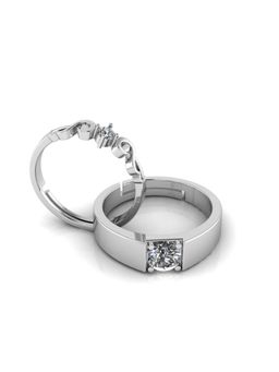 Miss Highness - 925 Sterling Silver Couple Rings for Women and Men (Pack of 2)