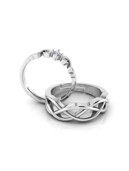 Miss Highness - 925 Sterling Silver Couple Rings for Women and Men (Pack of 2)