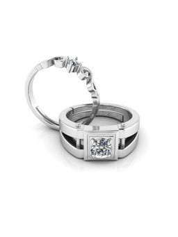 Miss Highness - 925 Sterling Silver Couple Rings for Women and Men (Pack of 2)